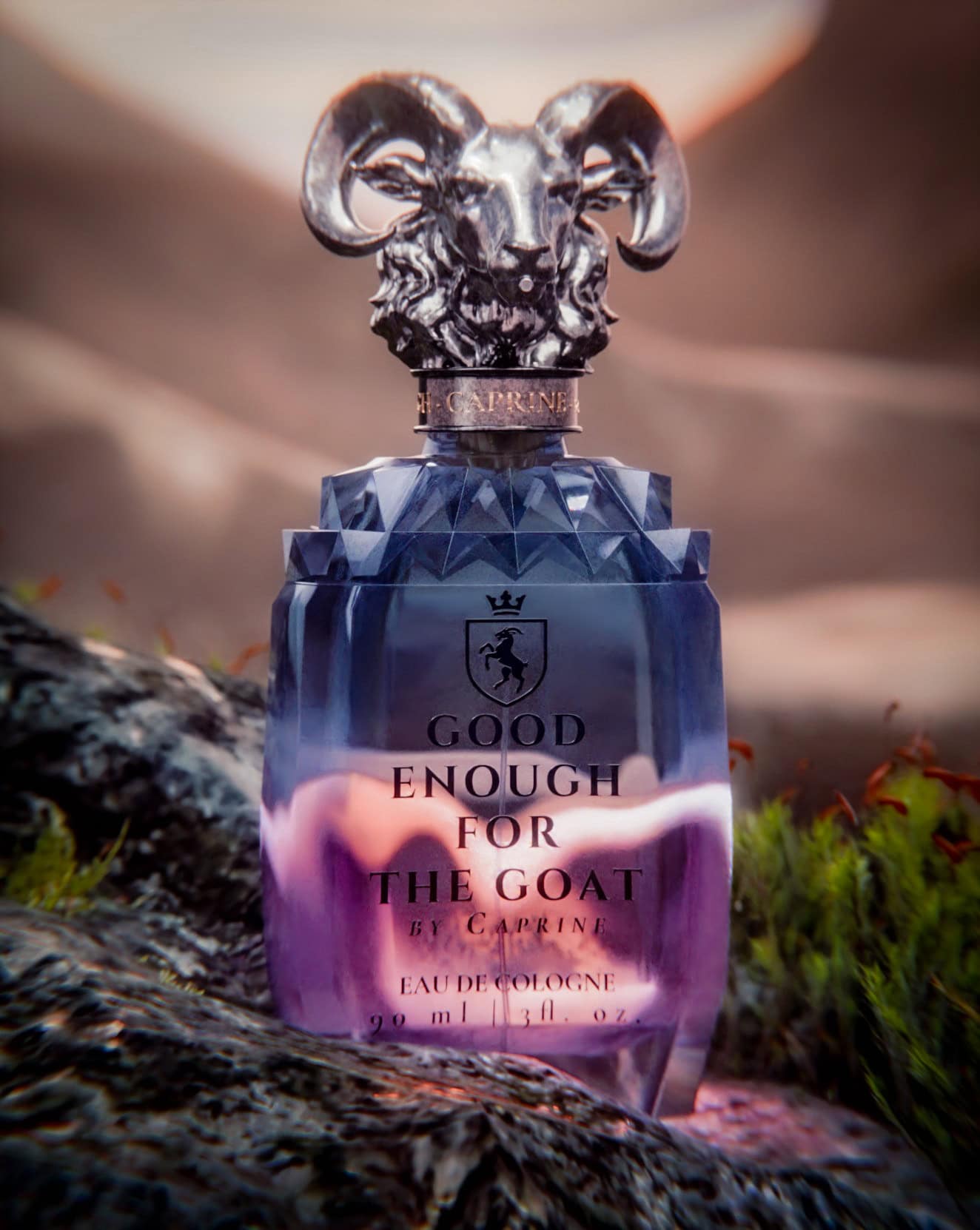 Perfume bottle in nature scene