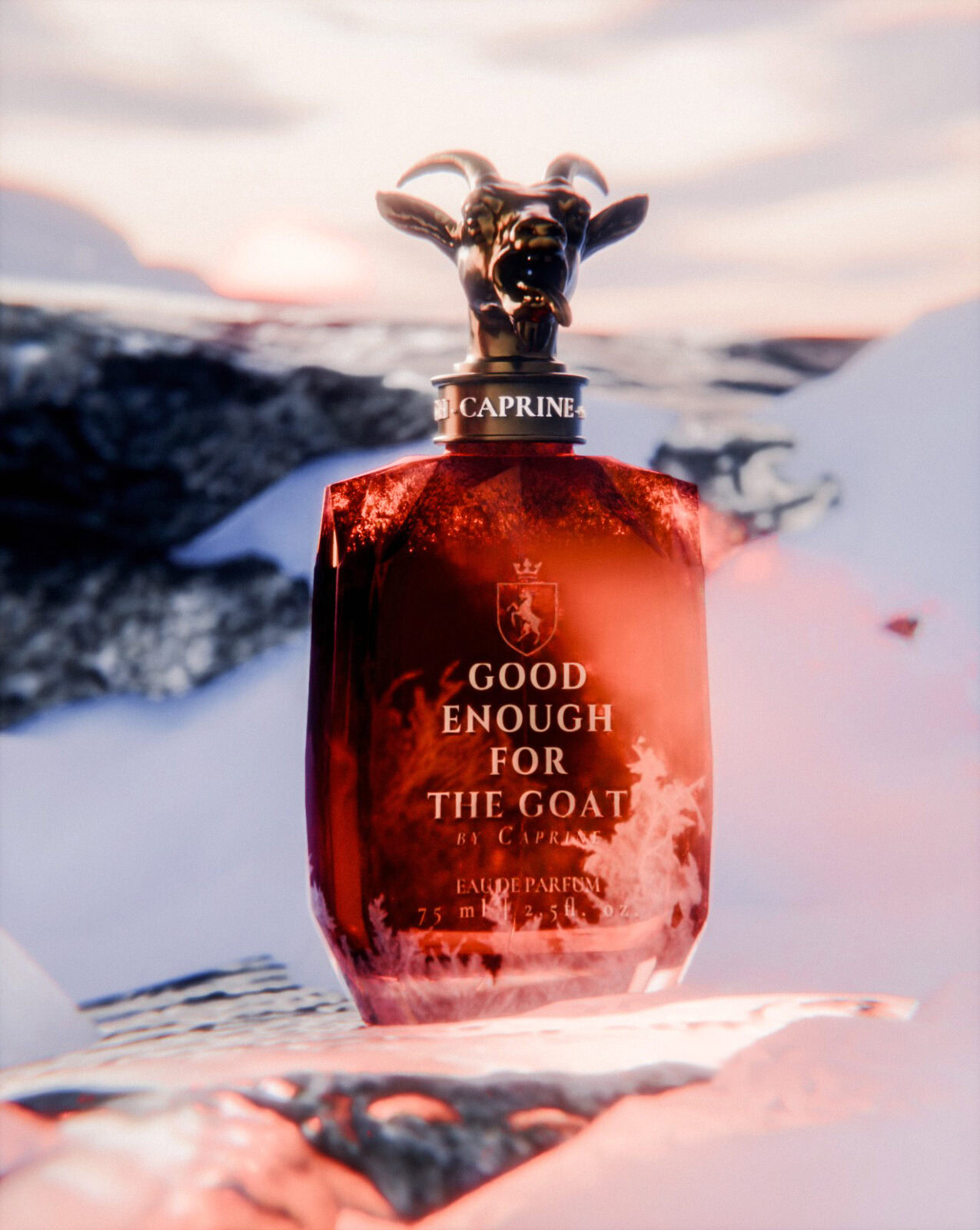 Perfume bottle in nature scene